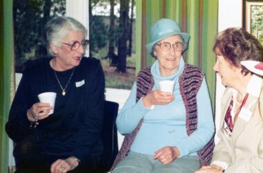 Photograph, Three ladies talking at the Park Orchards Community House