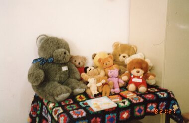 Photograph, Teddy bear display at the Community House  (POCH)