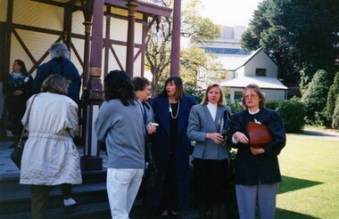 Photograph, Ladies touring old building