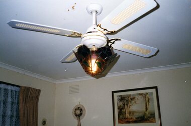 Photograph, Lead-light light fitting at Park Orchards Community Centre, Unknown date