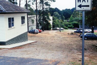 Photograph, Park Orchards Community Centre side of building and car park, Unknown year
