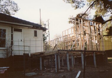 Photograph, Outside frame of the rear of new POCH extension, Circa 1993