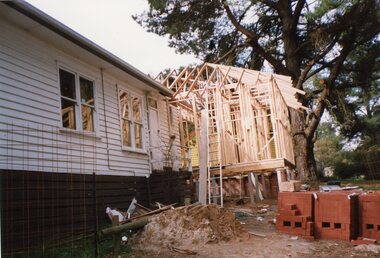 Photograph, Outside frame of the rear of new POCH extension, Circa 1993