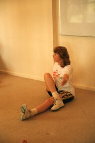 Photograph, Instructor stretching in class at Park Orchards Community House, Unknown date