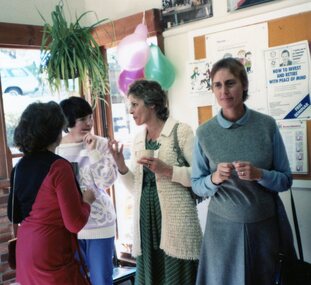Photograph, Ladies talking at Park Orchards Community Centre, Unknown date