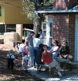 Photograph, People outside at Park Orchards Community Centre, Unknown date