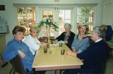 Photograph, Ladies chatting over a cuppa at Park Orchards Community House, Unknown date