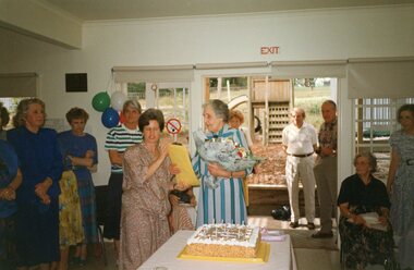 Photograph, Vima and guests at Vima's 100th birthday celebration at Park Orchards Community House, Circa 2004