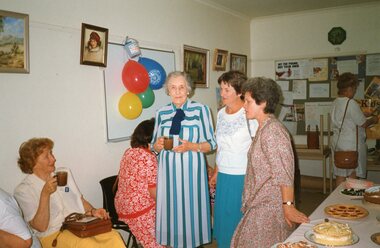 Photograph, Vima and guests at Vima's 100th birthday celebration at Park Orchards Community House, Circa 2004