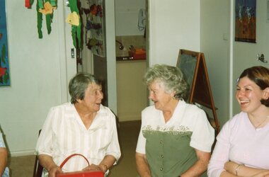 Photograph, Ladies at Vima's 100th birthday celebration at Park Orchards Community House, Circa 2004