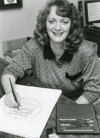 Photograph, Julie Constable, who ran the calligraphy course at POCH, Date unknown