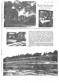 Photograph, Photocopies of description of the Park Orchards golf course, 1935