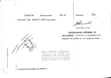 Photograph, Photocopies of title for lot 311 Corriedale Crescent, Park Orchards, 1957 onwards