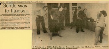 Newspaper, Exercise classes at the Park Orchards Community House in 1984