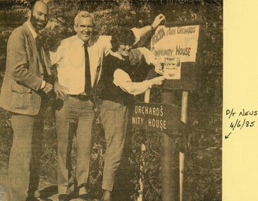 Newspaper, Public transport meeting at the Park Orchards Community House 1985