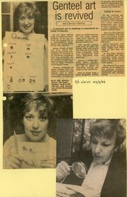 Photograph, Quilling class at the Park Orchards Community House with Robyn Floyd of Euston Avenue, Park Orchards. Doncaster-Templestowe News on 28 February 1984