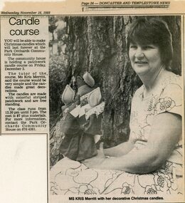 Photograph, Christmas candles class at Park Orchards Community House, with tutor Kris Merritt. Doncaster-Templestowe News 16 November 1988