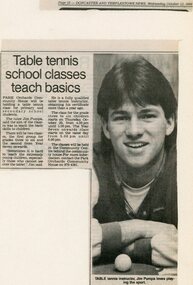 Photograph, Table tennis class at Park Orchards Community House, with instructor Jim Pumpa. Doncaster-Templestowe News 12 October 1988