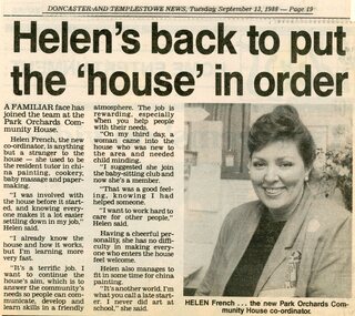 Photograph, Helen French, new co-ordinator at Park Orchards Community House. Doncaster-Templestowe News 13 September 1988