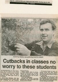 Photograph, Pruning workshops at Park Orchards Community House, with tutor Paul Slattery. Doncaster and Templestowe News 19 July 1988