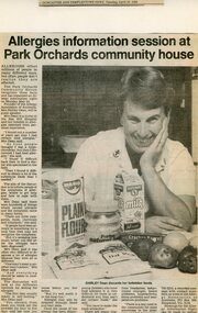 Photograph, Allergies lecture at Park Orchards Community House, with Shirley Dean. Doncaster - Templestowe News 19 April 1988