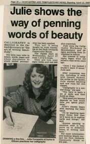 Photograph, Calligraphy class at Park Orchards Community House, with tutor Julie Constable. Doncaster - Templestowe News 12 April 1988