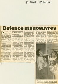 Photograph, Self-defence classes Park Orchards Community House, with instructor Catherine Schnell. Doncaster - Templestowe News 19 February 1992