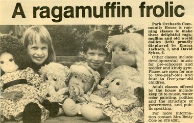 Photograph, Ragamuffins and dollies making classes Park Orchards Community House