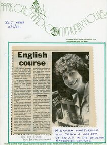 Photograph, English course at Park Orchards Community House, with Miranda Martorella. Doncaster and Templestowe News 5 February 1992
