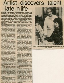 Newspaper, Landscape painting classes at the Park Orchards Community House, with tutor Vina Johnson. Term one 1986