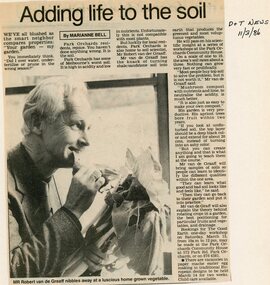 Newspaper, Garden classes at the Park Orchards Community House, with instructor Robert Van de Graaf. Doncaster and Templestowe News 11 March 1986