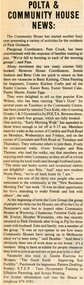 Newspaper, POLTA and Park Orchards Community House news. Circa 1986