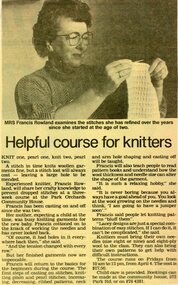 Newspaper, Knitting classes at Park Orchards Community House, with Francis Rowland. Doncaster and Templestowe News