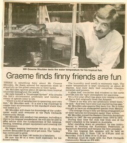 Newspaper, Tropical fish course at Park Orchards Community House, with tutor Graeme Moulden. Doncaster and Templestowe News, circa 1986