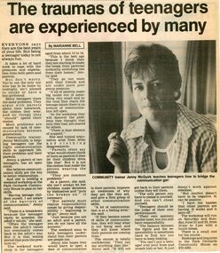 Newspaper, Communication skills workshop at Park Orchards Community House with trainer Jenny McGuick. Doncaster and Templestowe News, circa 1986
