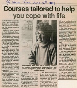 Newspaper, Financial and management classes at Park Orchards Community House, with instructor Sharne West. Doncaster and Templestowe News 16 June 1987