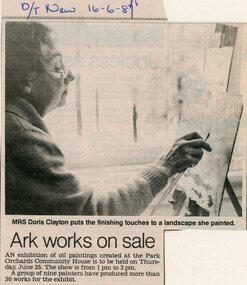 Newspaper, Oil painting exhibition at Park Orchards Community House. Doncaster and Templestowe News 16 June 1987