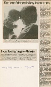 Newspaper, Problem solving classes at Park Orchards Community House with instructor Chris Chinchen.  Doncaster and Templestowe News 7 July 1987