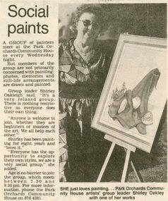 Newspaper, Painting course at Park Orchards Community House with leader Shirley Oakleigh.   Doncaster and Templestowe News 21 June 1988