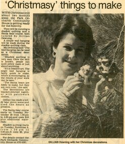 Newspaper, Shadow quilting and Santa bear courses at Park Orchards Community House with tutor Gillian Downing. Doncaster and Templestowe News 2 November 1988
