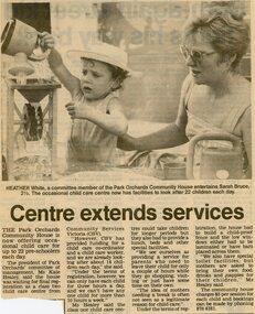 Newspaper, Cooking classes at Park Orchards Community House, with chef Harry Otto. Doncaster and Templestowe News 6 December 1989