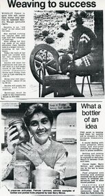 Newspaper, Wool spinning class (tutor Sandra Waugh) and preserving food course (tutor Frances Lammers) at Park Orchards Community House. Doncaster and Templestowe News 1980s