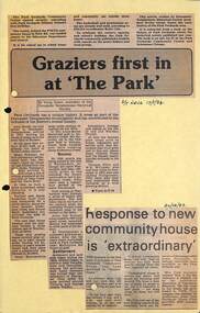 Newspaper, The Park Orchards Community House (POCH) coincided with the Park Orchards Primary School's 21st birthday. Plus other history of Park Orchards by Irvine Green. Doncaster and Templestowe News 17 January 1984. Also first term of activities at POCH, Doncaster and Templestowe News on 20 December 1983