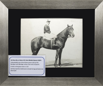Photograph - Portrait, horse and jockey, George Daniel, Val Rosa, Pacer