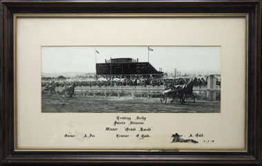 Photograph - Framed photo finish, Grand Harold, 1934 Victoria Trotting Derby, Pacers Division, 5 March 1934