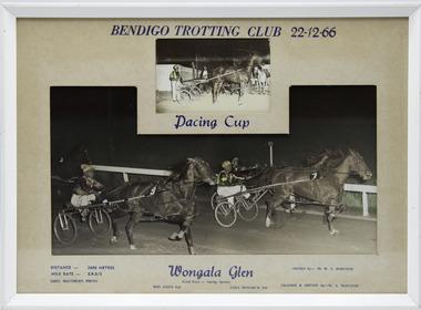 Photograph - Framed photo finish, Greg Matthews Photo, Wongala Glen, 22 December 1966