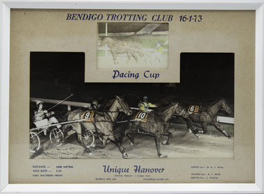 Photograph - Framed photo finish, Greg Matthews Photo, Unique Hanover, 16 January 1973
