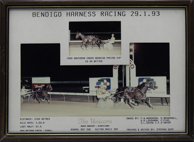 Photograph - Framed photo finish, Greg Matthews Photo, The Unicorn, 29 January 1993