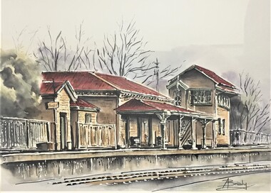 Painting, Anne Broidy, Beaufort Railway Station by Anne Briody