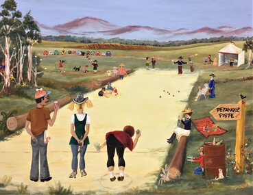 painting, Cherry Pattendon, Pyrenees Petanque by Cherry Pattendon, 2008